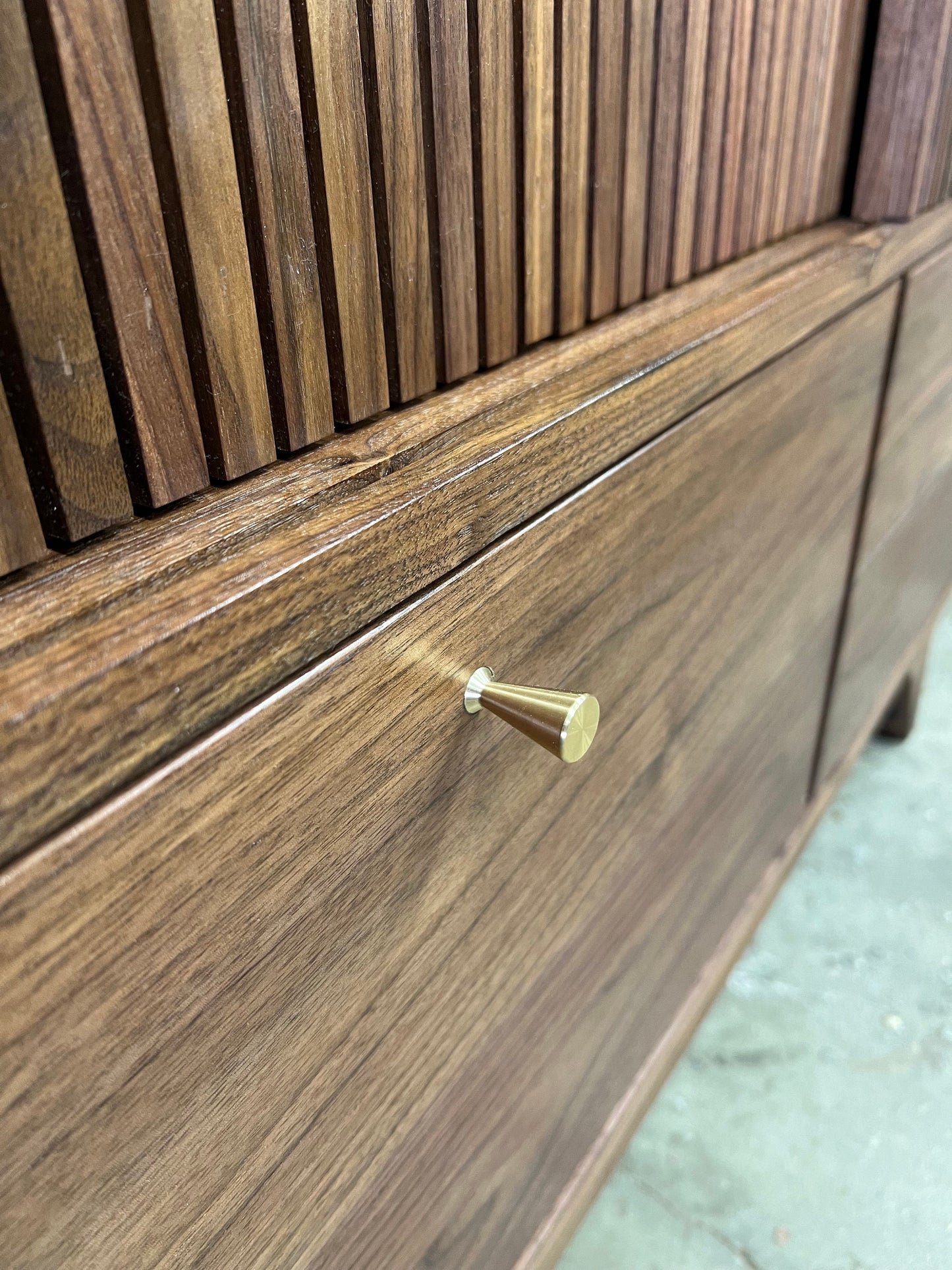 The Palisade Cabinet - Brass drawer knobs - media center, tv stand,